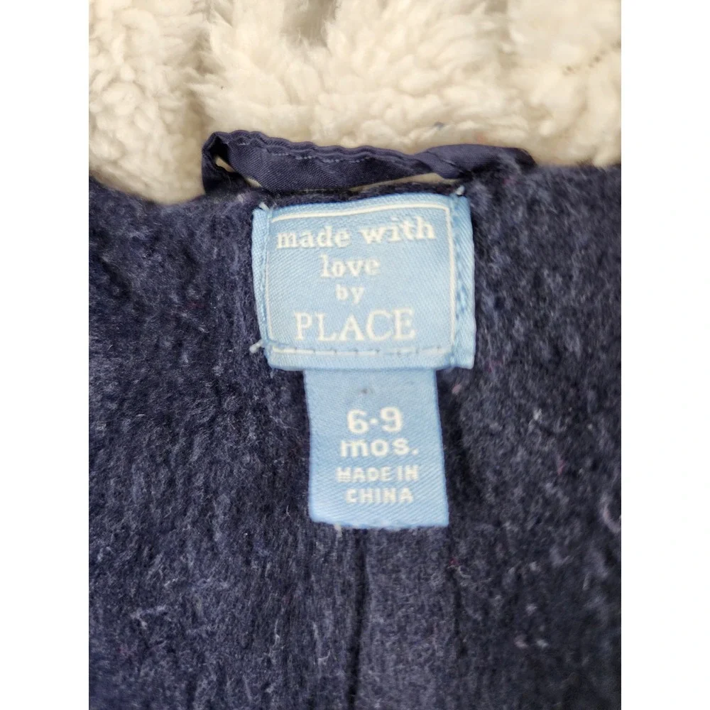 Children's Place‎ Baby Snowsuit One Piece Fleece Lined Hooded Zip Mittens 6-9 M